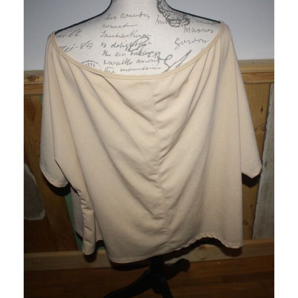 Shein Curve Beige Knit Round Neck Stretch Short Sleeve Top  Blouse 2XL GUC - Picture 3 of 7